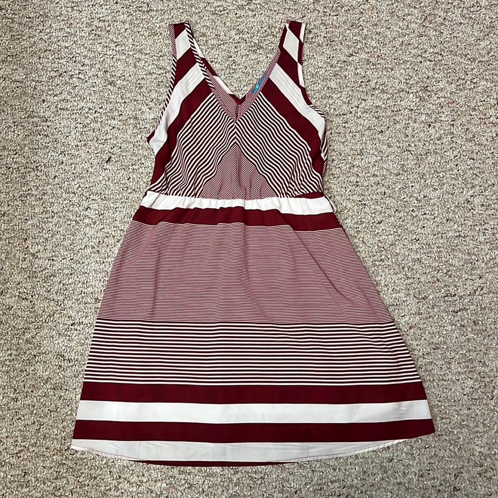 Buttons Red and White Striped Dress
